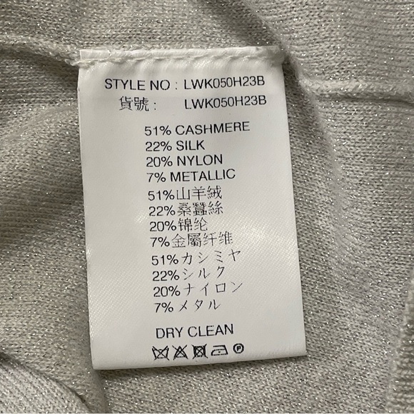 TSE Cashmere Lurex V-Neck Top in Platinum - Picture 9 of 11